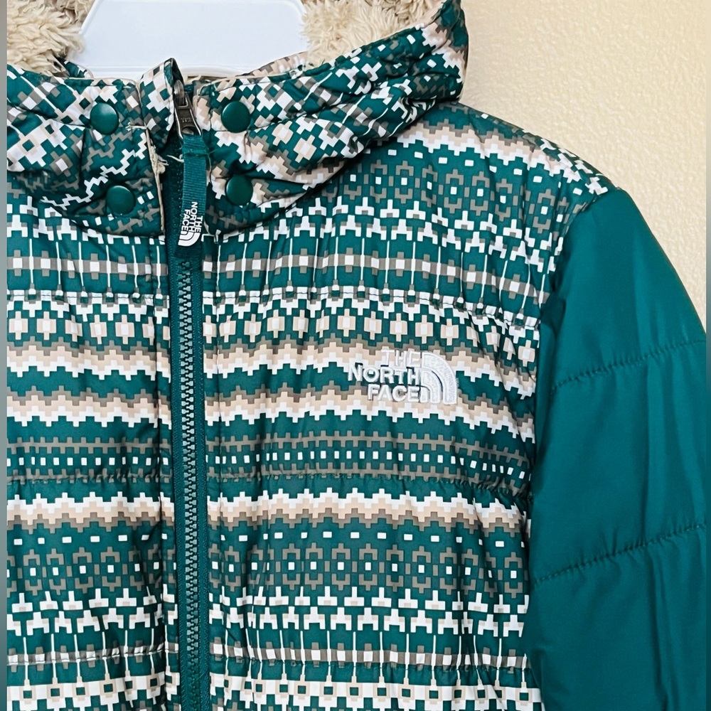 THE NORTH FACE Little Boy Reversible Jacket Size 10 Medium Grey white and Brow - Picture 4 of 13